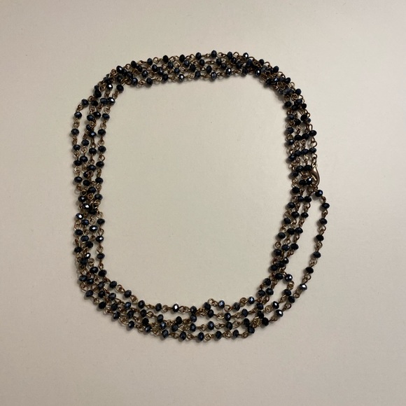 Navy beaded long necklace. Can layer as well. - Picture 4 of 8